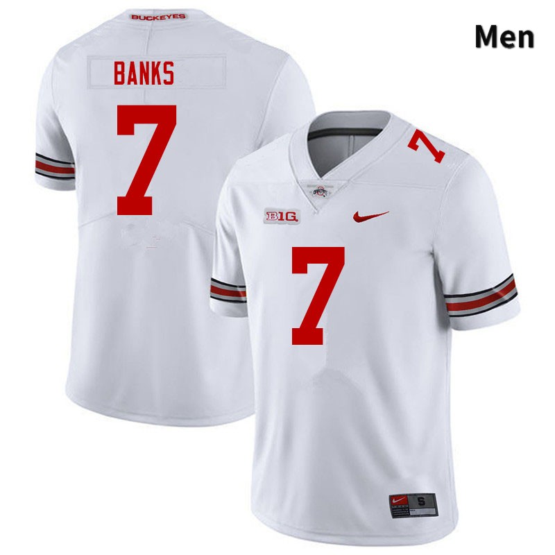 Ohio State Buckeyes Sevyn Banks Men's #7 White Authentic Stitched College Football Jersey